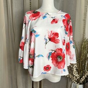 Romantic Floral blouse W5 sz S fits like M